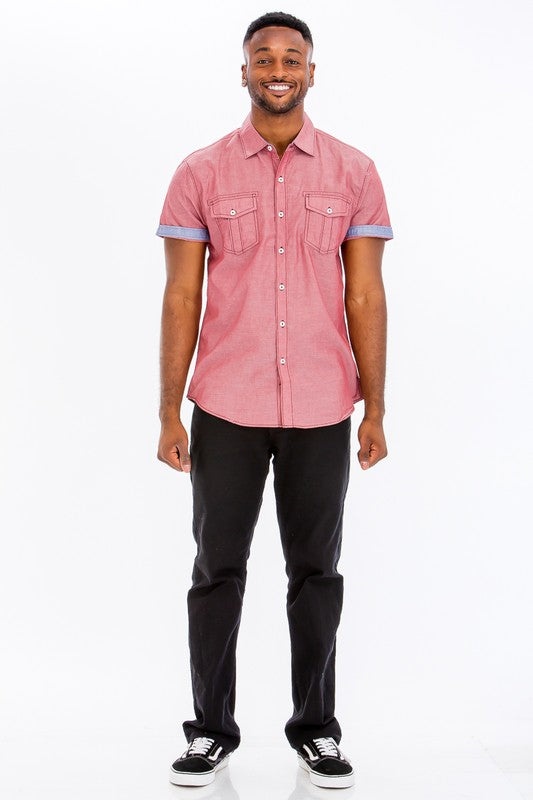 Men's Casual Short Sleeve Two Tone Shirts