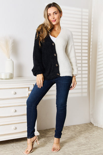 Soft V-Neck Button Up Sweater