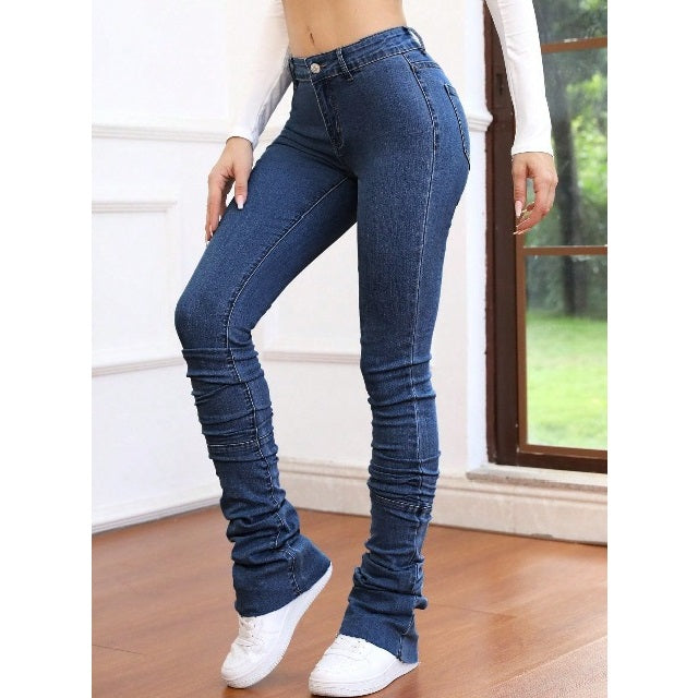 Frenchy Ruched Stacked Skinny Jeans
