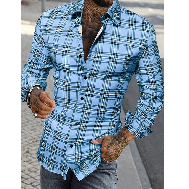 Men's Loose Fit Plaid Print Shirt