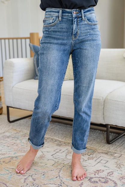 Rising Faded Splash Boyfriend Jeans