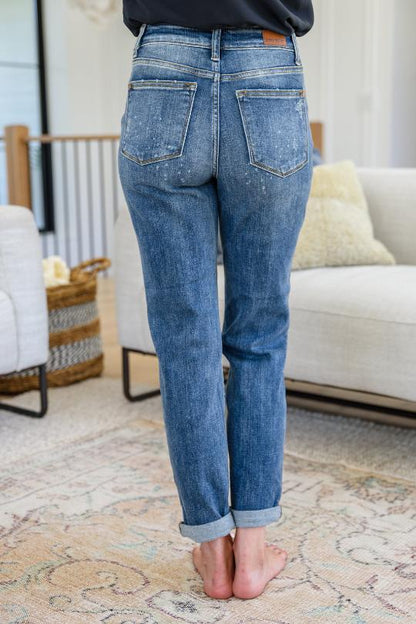 Rising Faded Splash Boyfriend Jeans