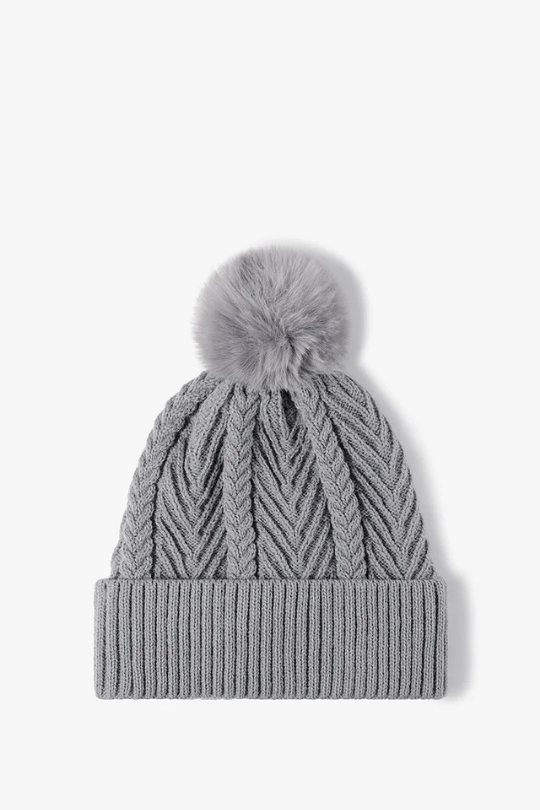 Cozy Cable Pom Pom Beanie Hat