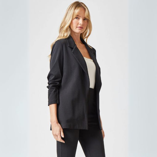 Black Lapel Collar Half Sleeve Blazer