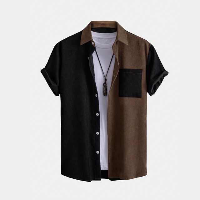 Men Color-Block Short Sleeve Shirt