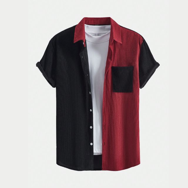 Men Color-Block Short Sleeve Shirt