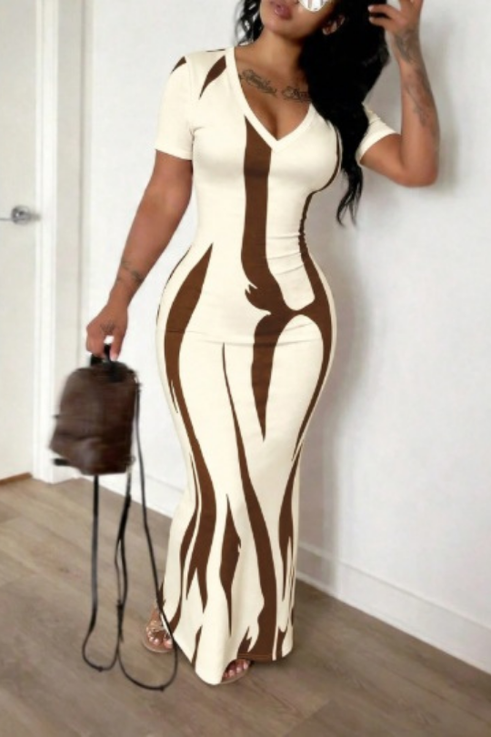 Women's Floral Print Bodycon Maxi Dress