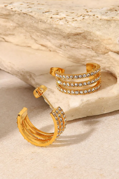 Women's Golden Curve Zircon C-Hoop Earrings