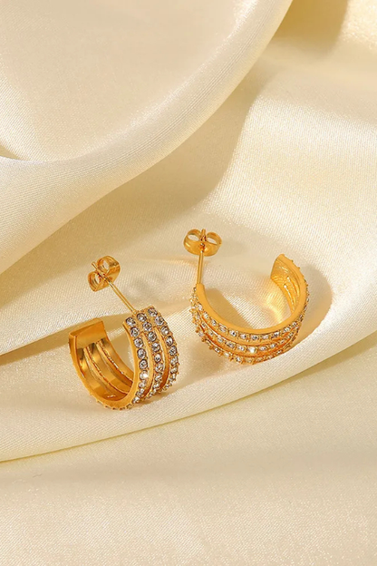Women's Golden Curve Zircon C-Hoop Earrings
