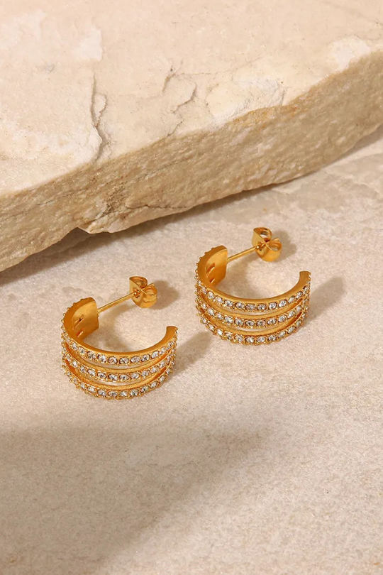 Women's Golden Curve Zircon C-Hoop Earrings