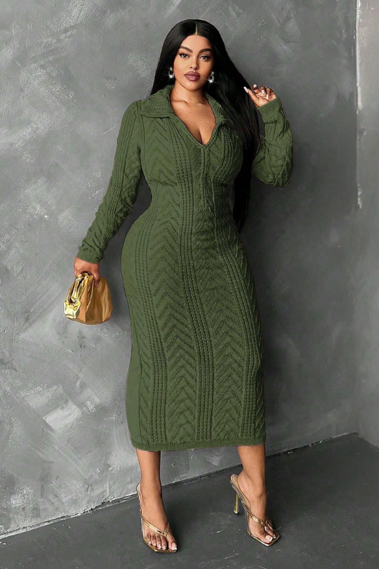 Plus Size Refined Curves Cable Knit Dress
