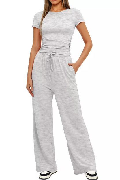 Two Piece Long Sleeve Drawstring Pants Set