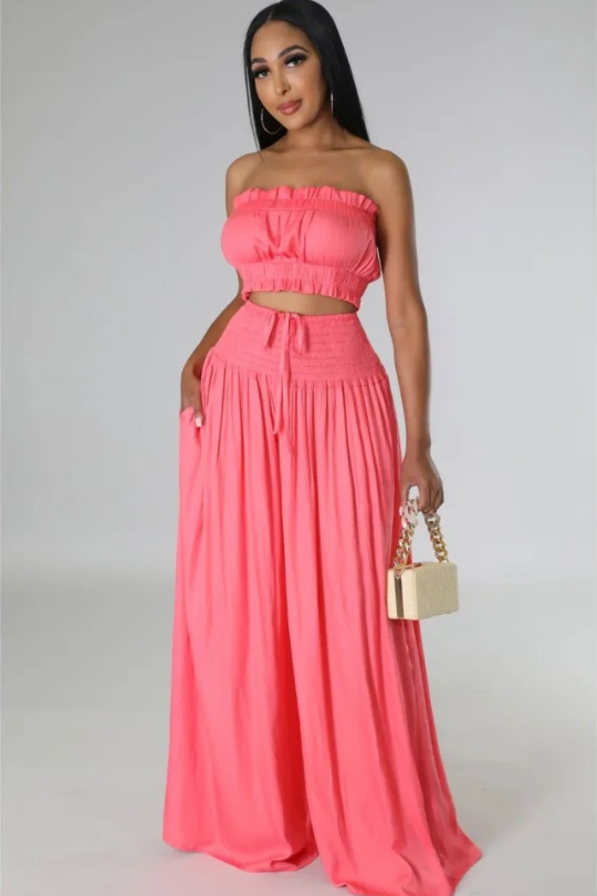 Women's Two Piece Bralette & Wide Leg Pants Set