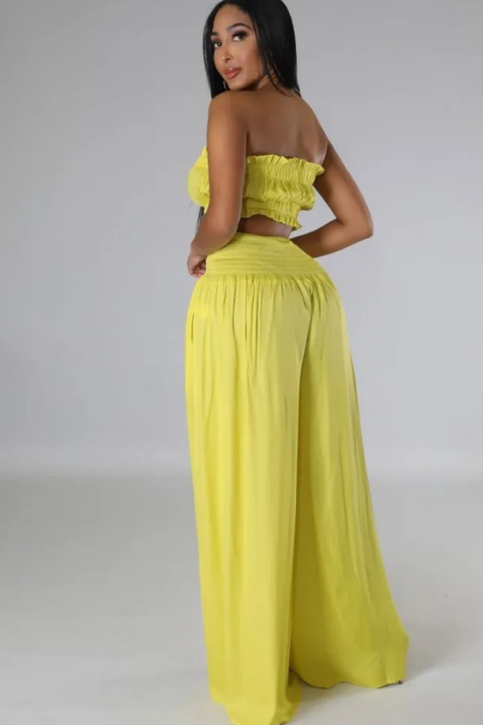 Women's Two Piece Bralette & Wide Leg Pants Set