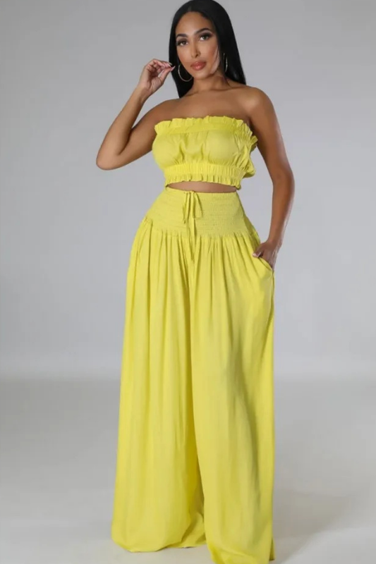 Women's Two Piece Bralette & Wide Leg Pants Set