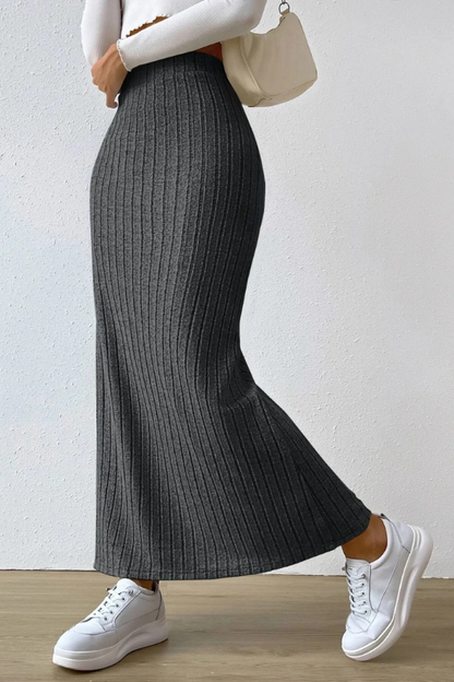 Women's High Waist Ribbed Sweater Maxi Skirt