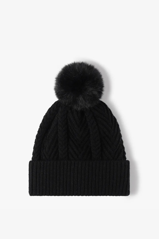 Cozy Cable Pom Pom Beanie Hat
