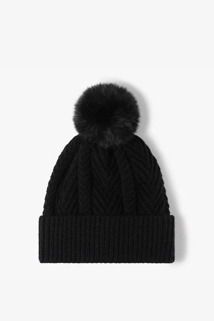 Cozy Cable Pom Pom Beanie Hat