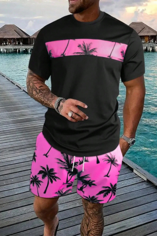 Men's Summer Casual 2 Piece Tee and Short Set
