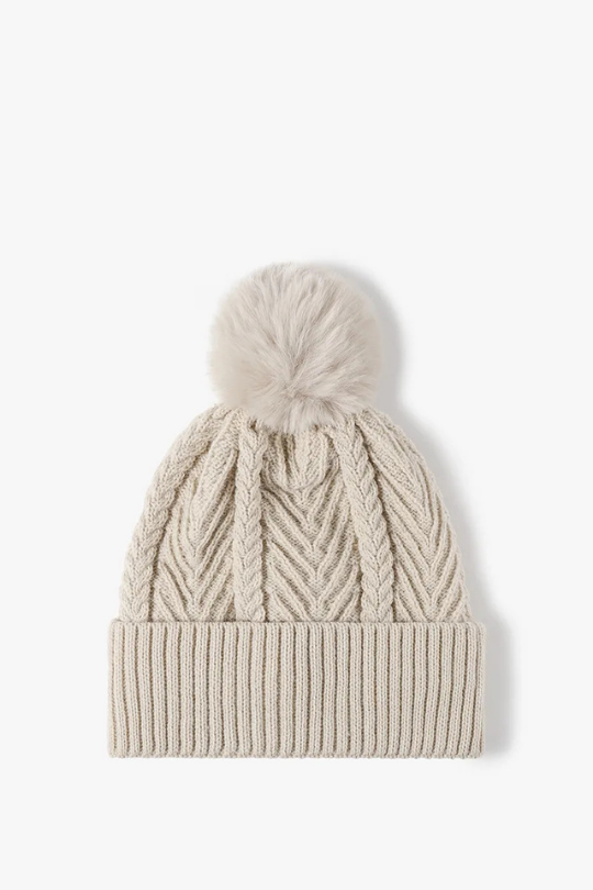 Cozy Cable Pom Pom Beanie Hat