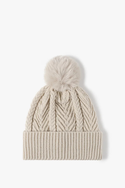 Cozy Cable Pom Pom Beanie Hat