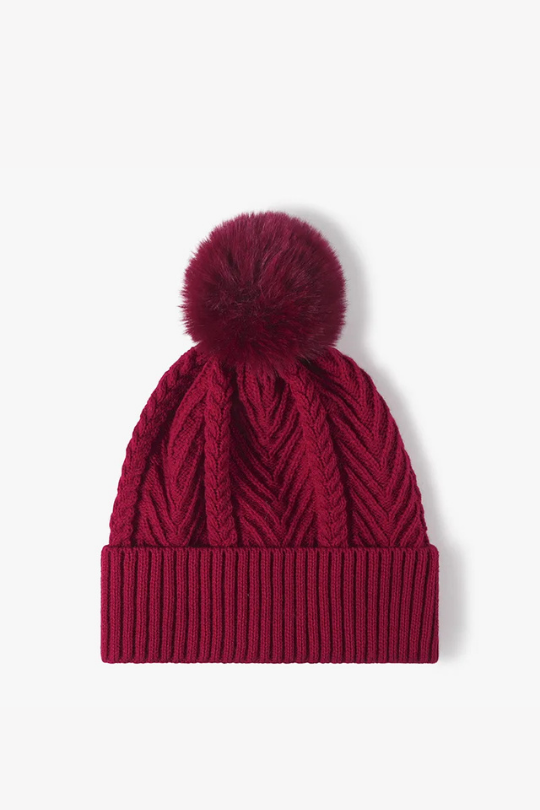 Cozy Cable Pom Pom Beanie Hat