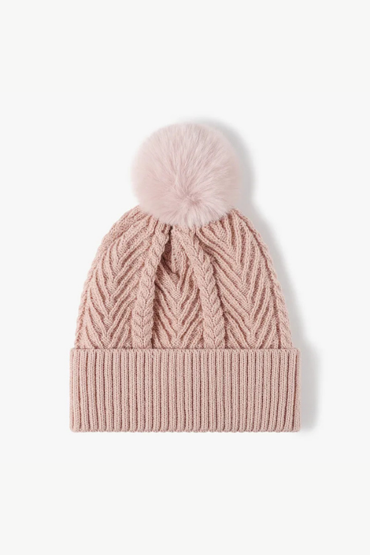 Cozy Cable Pom Pom Beanie Hat