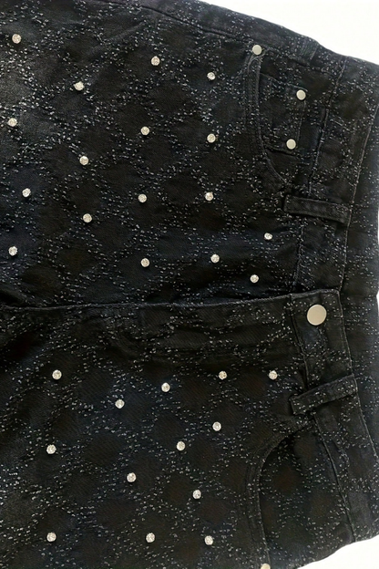Men's Street Style Slim Fit Rhinestone Design Denim Jeans