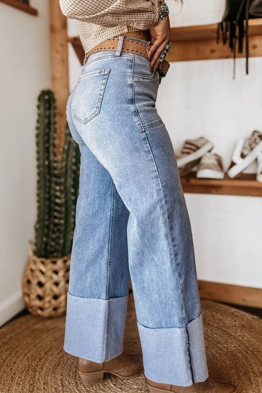 Women's Turn-Up Cuff Bootcut Jeans