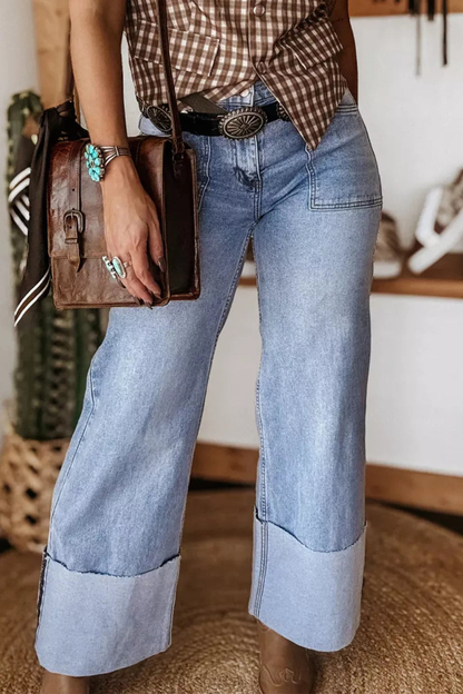 Women's Turn-Up Cuff Bootcut Jeans