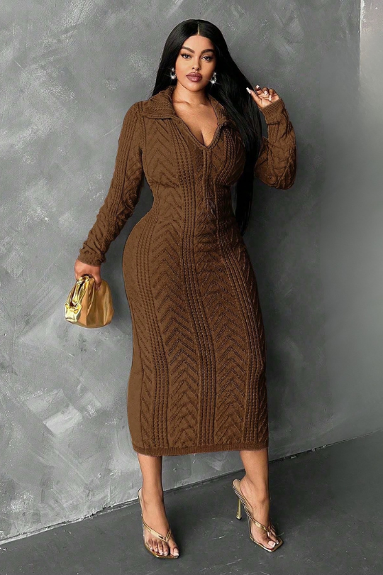 Plus Size Refined Curves Cable Knit Dress