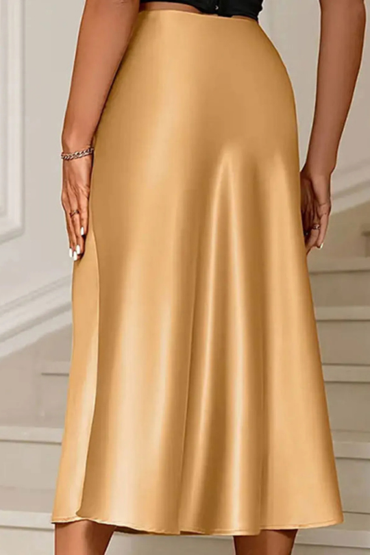 Women's Elegant Satin Midi Skirt
