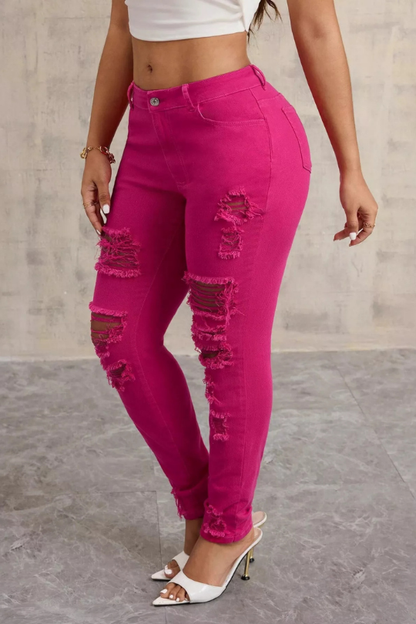 Women's Stylish Cotton Distressed Jeans