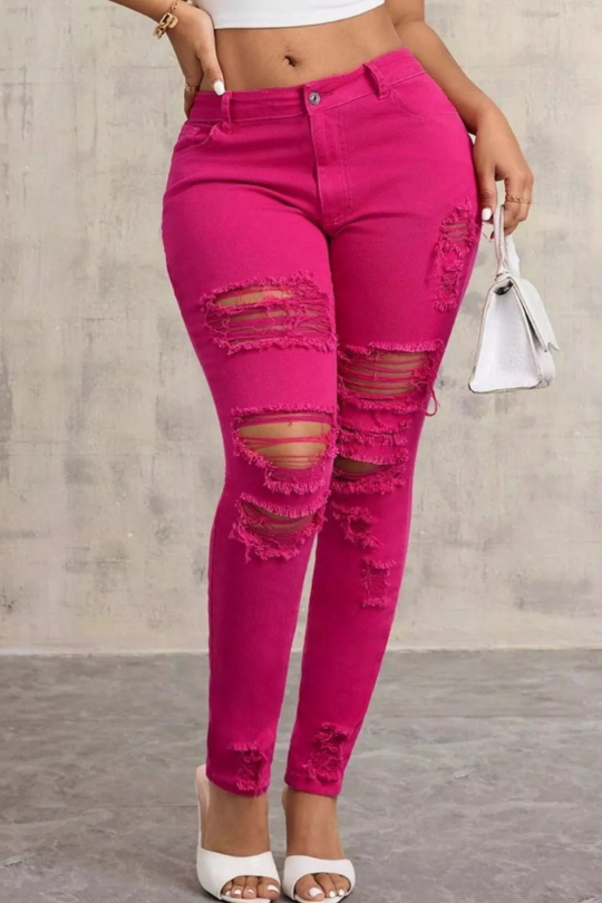 Women's Stylish Cotton Distressed Jeans