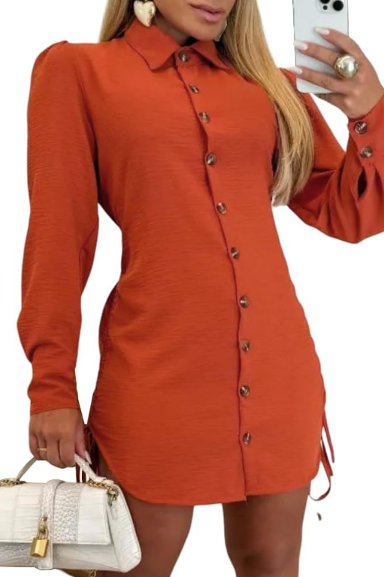 Women's Casual Collared Shirt Dress