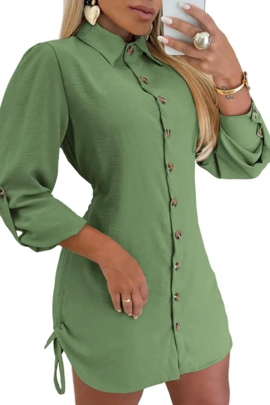 Women's Casual Collared Shirt Dress