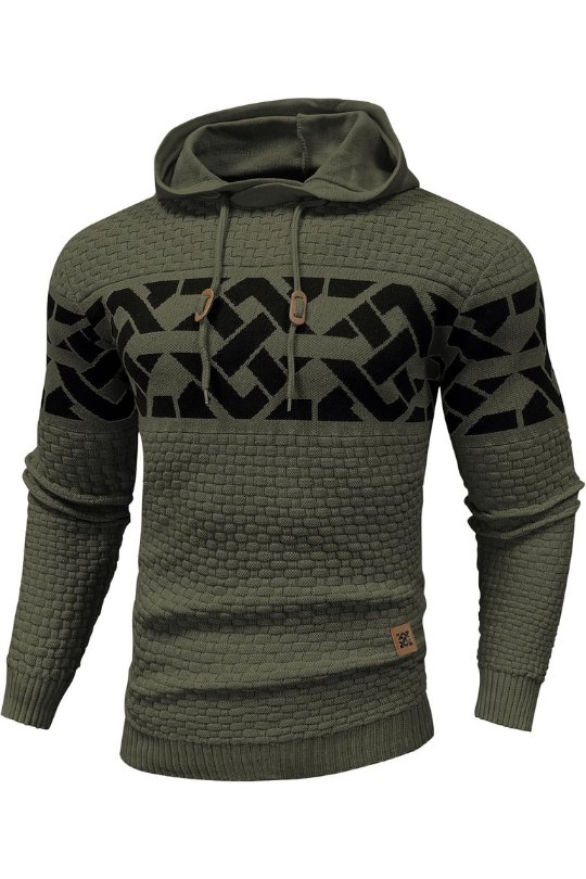 Men's Knitted Long Sleeve Pullover Hooded Sweater