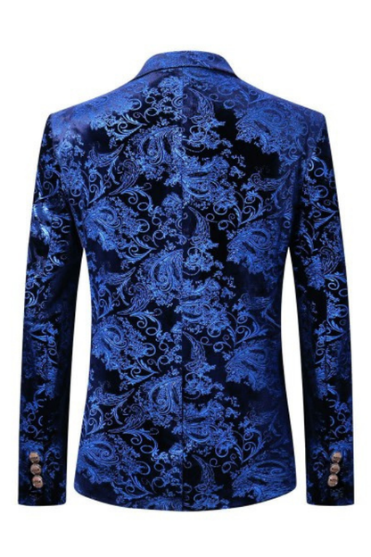 Men's Luxury Floral Pattern 2 Button Tuxedo Jacket