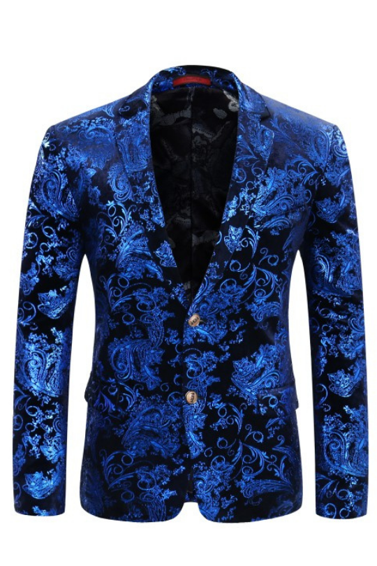 Men's Luxury Floral Pattern 2 Button Tuxedo Jacket