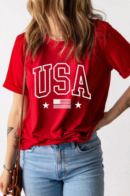 Women's USA American Flag Crewneck T Shirt