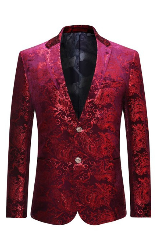 Men's Luxury Floral Pattern 2 Button Tuxedo Jacket