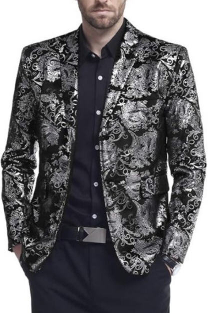 Men's Luxury Floral Pattern 2 Button Tuxedo Jacket