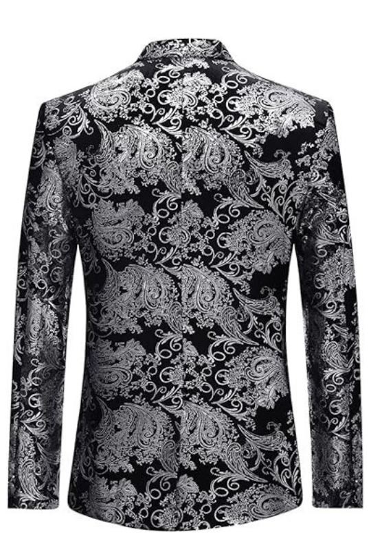 Men's Luxury Floral Pattern 2 Button Tuxedo Jacket