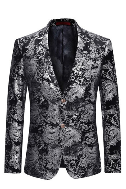 Men's Luxury Floral Pattern 2 Button Tuxedo Jacket