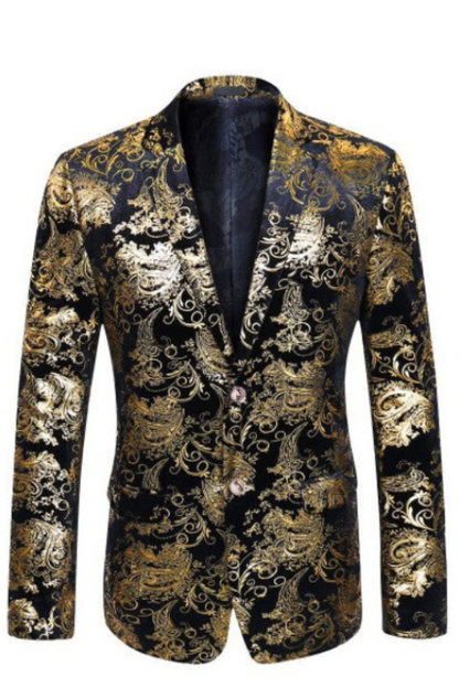 Men's Luxury Floral Pattern 2 Button Tuxedo Jacket