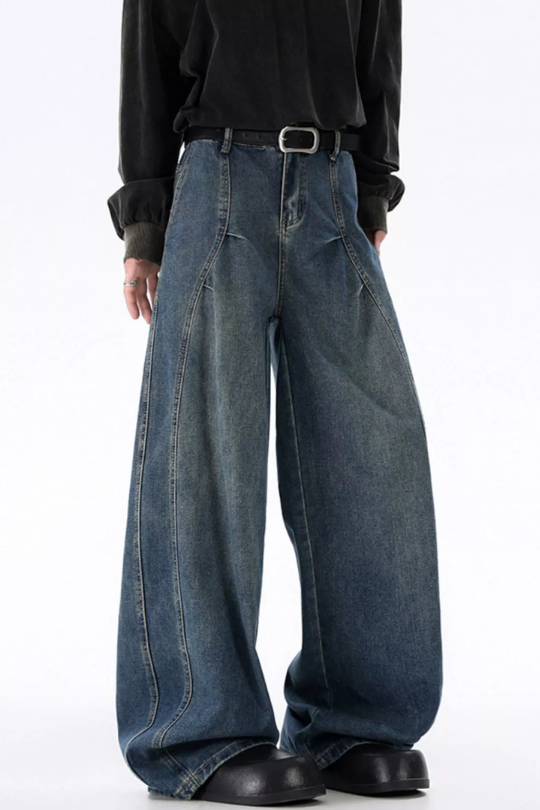 Men's Wide-Leg High-Waist Baggy Jeans