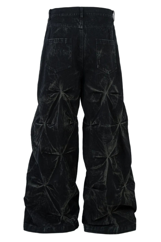 Men's Baggy Ruched Wide Leg Jeans