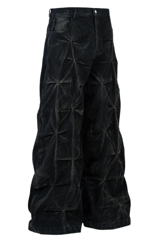 Men's Baggy Ruched Wide Leg Jeans