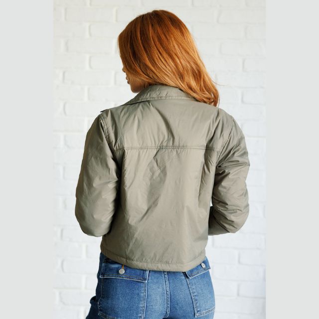 Women's Lightweight Olive Puffer Jacket