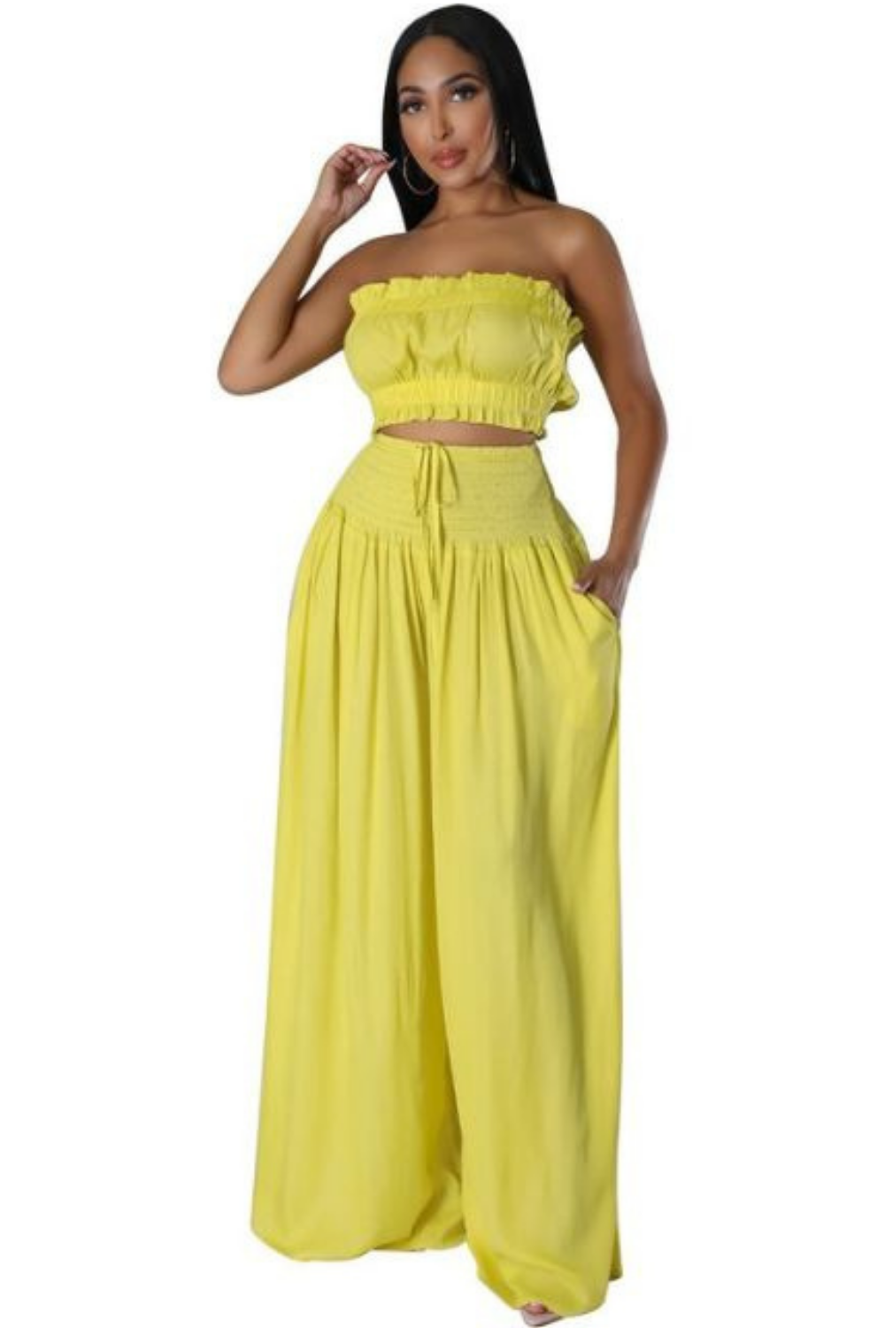 Women's Two Piece Bralette & Wide Leg Pants Set